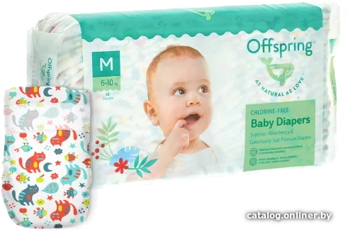 

Подгузники Offspring M 6-10 кг Котики (42 шт)