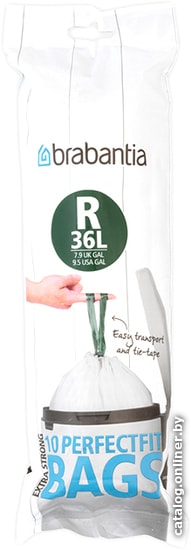

Пакеты для мусора Brabantia PerfectFit R 36 л 115622 (10 шт, белый)