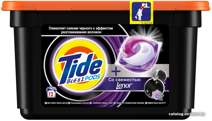 

Капсулы для стирки Tide Все в 1 Pods Black со свежестью Lenor (12 шт)