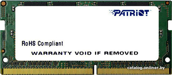 

Оперативная память Patriot Signature Line 4GB DDR4 SODIMM PC4-17000 PSD44G213382S