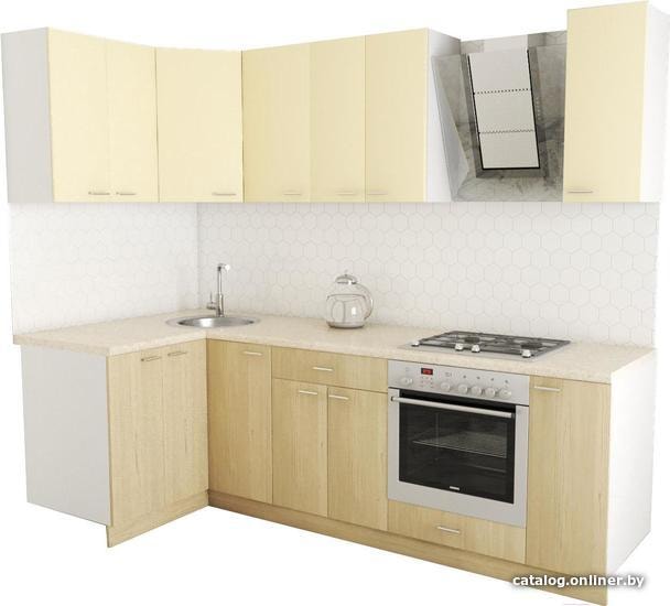 

Готовая кухня Хоум Лайн Луиза Люкс 1200x2500 угловой (флитвуд шампань/ваниль)