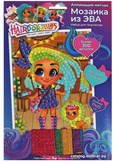 

Набор для создания поделок/игрушек MultiArt Hairdorable. Аппликация. Мягкая мозаика 100GLIT-APM-HD1