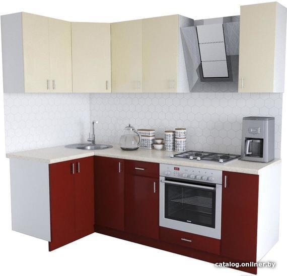 

Готовая кухня Хоум Лайн Кристалл Люкс 1200х2300 угловой (бургундский глянец/ванильный)