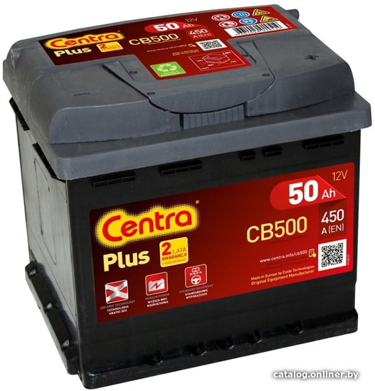

Автомобильный аккумулятор Centra Plus CB500 (50 А·ч)