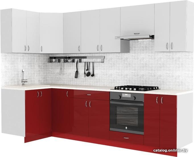 

Готовая кухня Сивирин-Компани Клео глосc 1.2х2.9 (бургундский глянец\белый глянец)