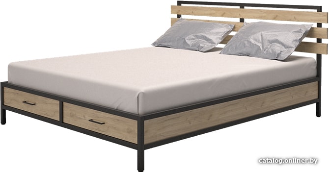 

Кровать Millwood Neo Loft KM-1/L 160x200 (дуб золотой Craft/черный)