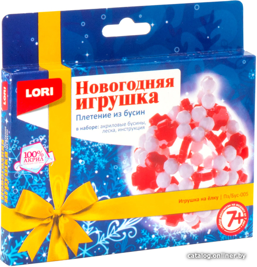 

Набор для создания поделок/игрушек Lori Плетение из бусин. Игрушка на елку Пз/Бус-005