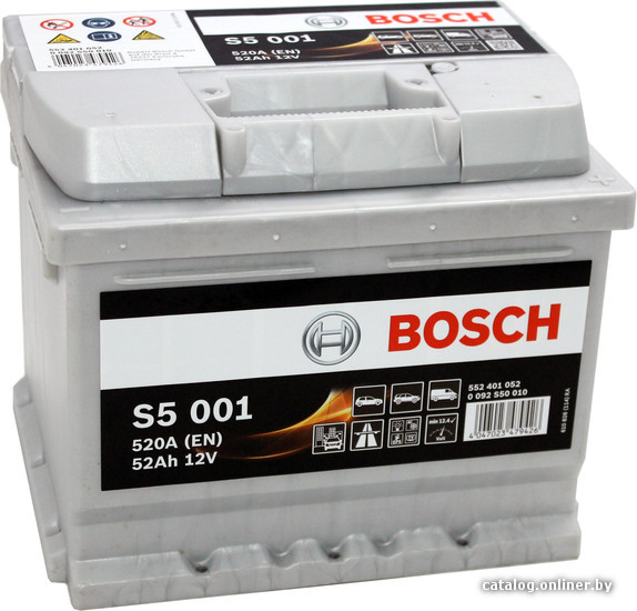 

Автомобильный аккумулятор Bosch S5 001 (552401052) 52 А/ч