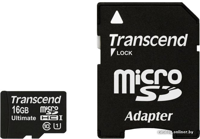 

Карта памяти Transcend microSDHC (Class 10) UHS-I 16GB + SD адаптер (TS16GUSDHC10U1)