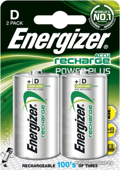 

Аккумулятор Energizer D 2500mAh 2 шт.
