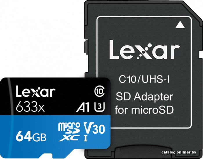 

Карта памяти Lexar 633x microSDXC LSDMI64GBB633A 64GB (с адаптером)