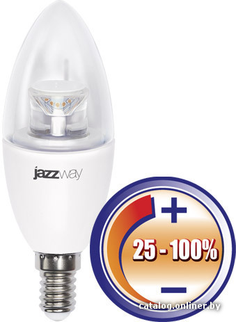 

Светодиодная лампочка JAZZway PLED-DIM C37 E14 7 Вт 4000 К (диммируемая) [C37 7w CL 4000K]