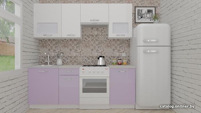 

Готовая кухня ВерсоМебель ЭкоЛайт-6 2.4 (белый/вереск)