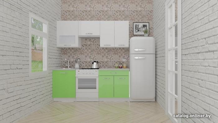 

Готовая кухня ВерсоМебель ЭкоЛайт-6 2.0 (белый/яблоко)