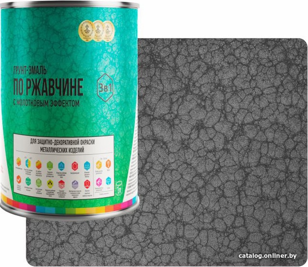 

Грунт-эмаль LIDA По ржавчине с молотковым эффектом 3 в 1, 1 л (антрацит)