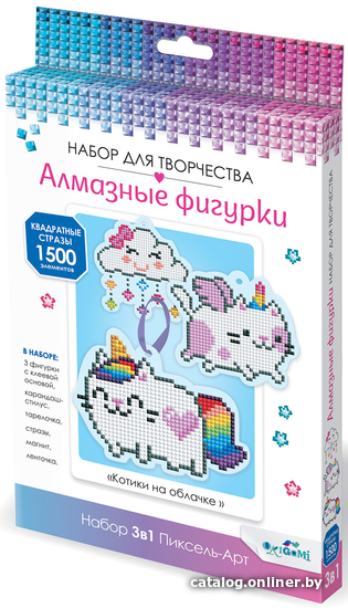 

Набор для создания поделок/игрушек Origami Game Алмазные фигурки 3 в 1 Котики на облачке 05187