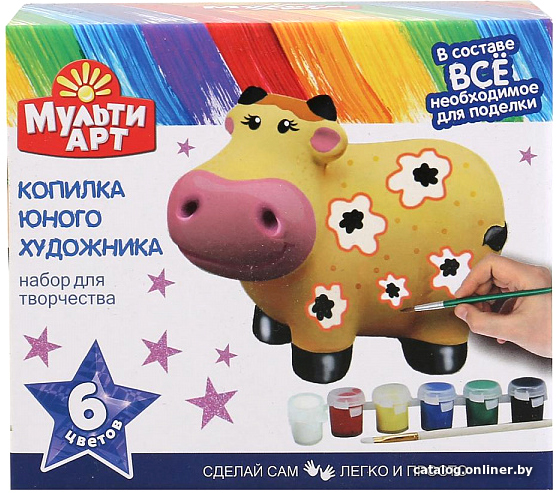 

Набор для создания поделок/игрушек MultiArt Копилка для росписи Корова 100MB-COW-1