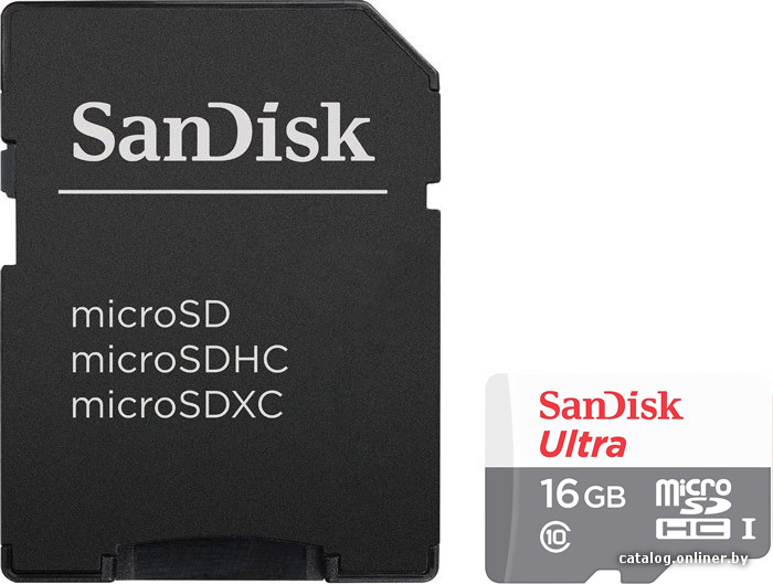 

Карта памяти SanDisk Ultra microSDHC 16GB UHS-I/U1 + адаптер [SDSQUNB-016G-GN3MA]