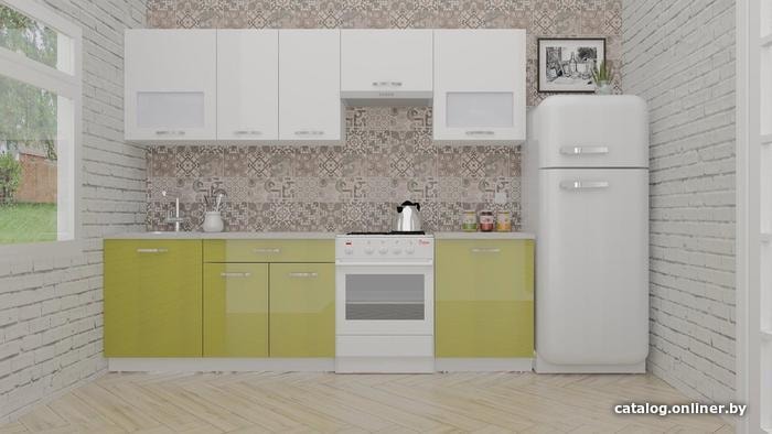 

Готовая кухня ВерсоМебель ЭкоЛайт-5 2.5 (белый/оливковый)