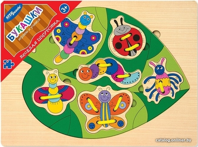 

Шнуровка Step Puzzle Веселая шнуровка Букашки 89504