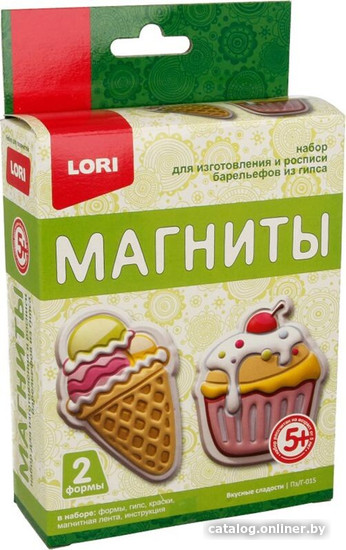 

Набор для создания поделок/игрушек Lori Магниты из гипса №3 Вкусные сладости Пз/Г-015