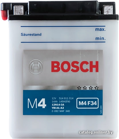 

Мотоциклетный аккумулятор Bosch M4 12N14-3A/YB14L-A2 514 011 014 (14 А·ч)