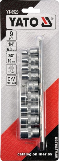 

Набор трещотка с головками Yato YT-0520 (9 предметов)