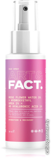 

Art&Fact Спрей для лица Rose Flower Water 5% + Hydroxyethyl Urea 2% увлажняющий (50 мл)