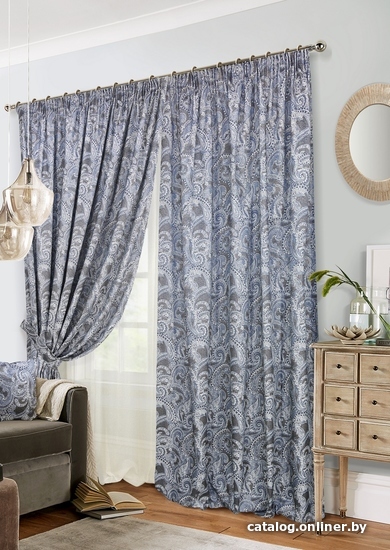 

Комплект штор Эскар Samira 123677640 2x2.7 м (голубой/шампань)