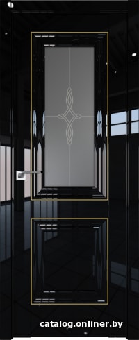 

Межкомнатная дверь ProfilDoors 28L 50x200 (черный люкс золото люкс, стекло узор графит)
