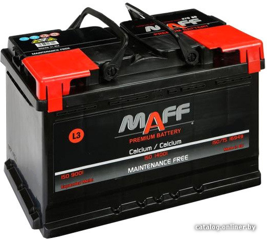 

Автомобильный аккумулятор MAFF Premium 750A (75 А·ч)