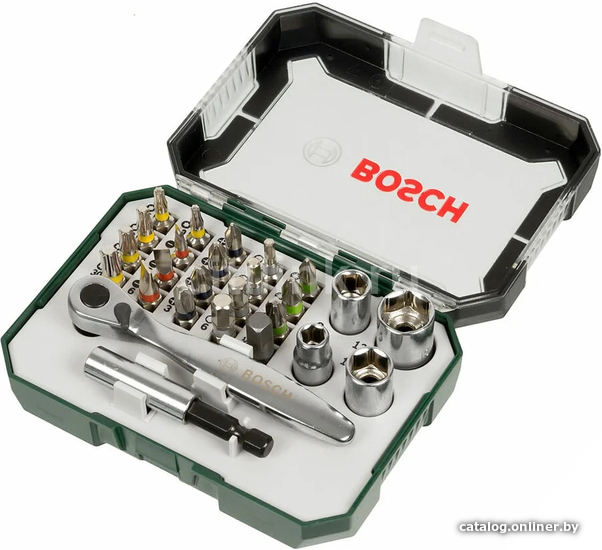 

Набор трещотка с головками и битами Bosch 2607017392 (27 предметов)