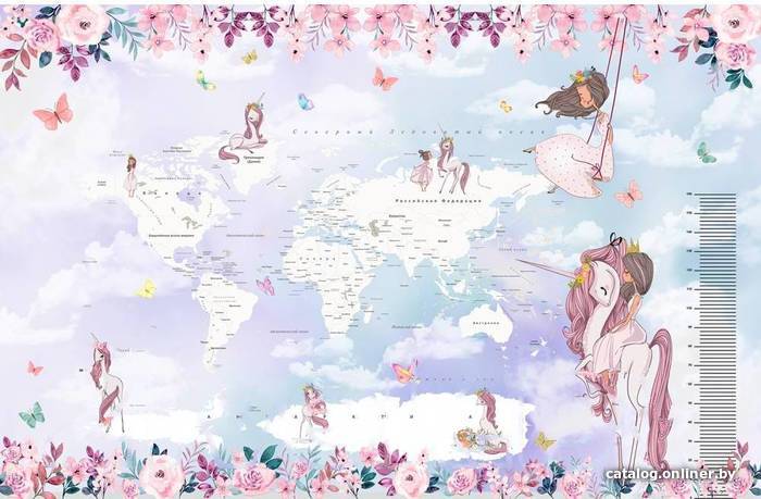 

Фотообои Citydecor Princess Карта мира с ростомером 17 с защитным покрытием 400x260