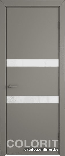 

Межкомнатная дверь Юркас Colorit К6 ДО 80x200 (темно-серая эмаль, lacobel белый лак)