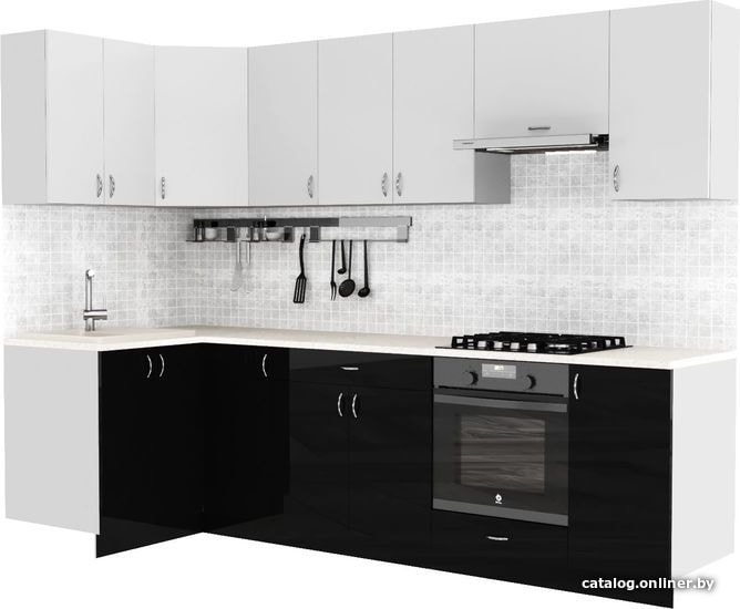

Готовая кухня S-Company Клео глосc 1.2x2.8 левая (черный глянец/белый глянец)