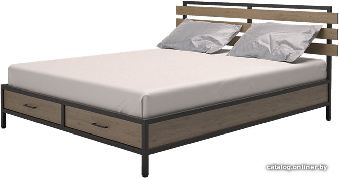 

Кровать Millwood Neo Loft KM-1 160x200 (дуб темный/металл черный)