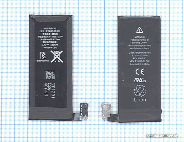 

Аккумулятор для телефона RageX Apple iPhone 4, 3.7В, 5.25Wh