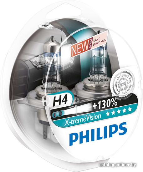 

Галогенная лампа Philips H4 X-Treme Vision +130% 2шт [12342XV+S2]