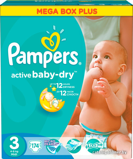 Pampers Active Baby-Dry 3 Midi (174 шт) подгузники купить в Минске