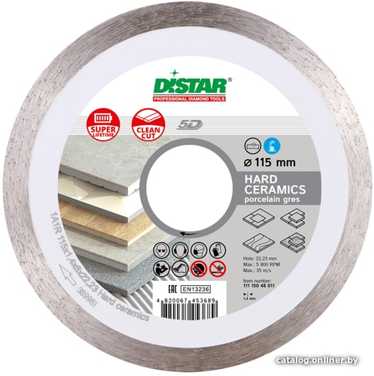 

Отрезной диск алмазный Distar 1A1R 115x1.4x10x22.23 Hard ceramics 11115048011