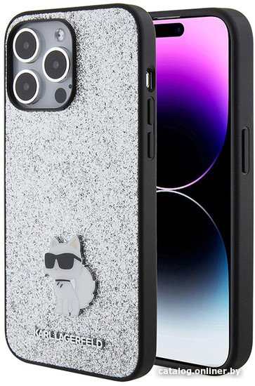 

Чехол для телефона CG Mobile LagerfeldFixed glitters NFT Choupette Metal pin Hard для iPhone 15 Pro KLHCP15LGCNPSG