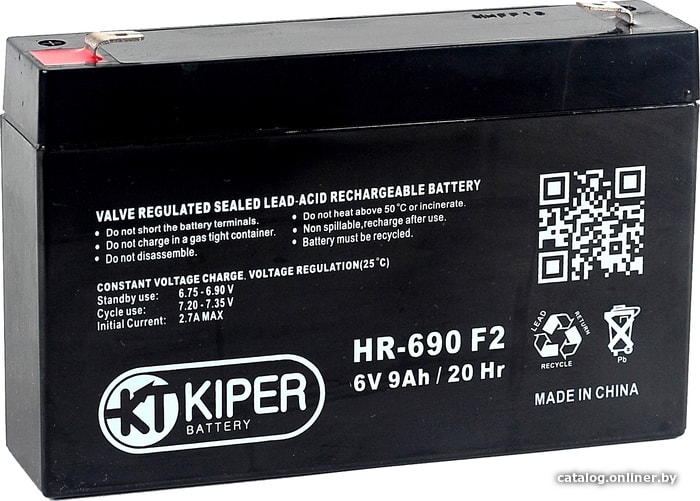 

Аккумулятор для ИБП Kiper HR-690 F2 (6В/9 А·ч)