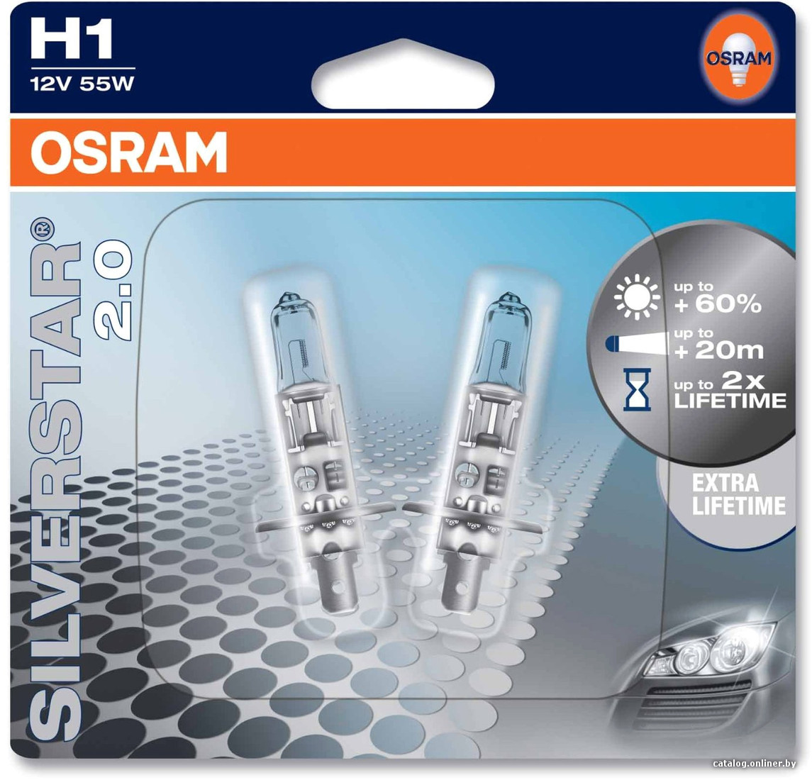 

Галогенная лампа Osram H1 Silverstar 2.0 +60% [64150SV2-02B]