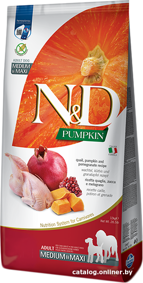

Сухой корм для собак Farmina N&D Pumpkin Quail & Pomegranate Adult Medium & Maxi (для взрослых средних и крупных пород с тыквой, перепелом и гранатом) 12 кг