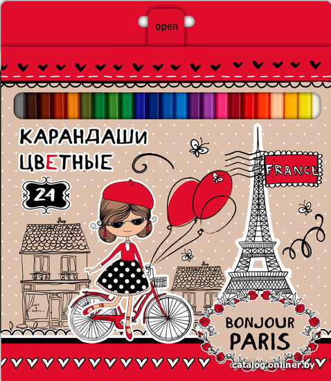 

Набор цветных карандашей Hatber Bonjour Paris BKc_24113 (24 цв)