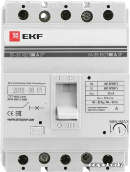 

Выключатель автоматический EKF PROxima ВА-99 16080А 3P 35кА mccb99-160-80