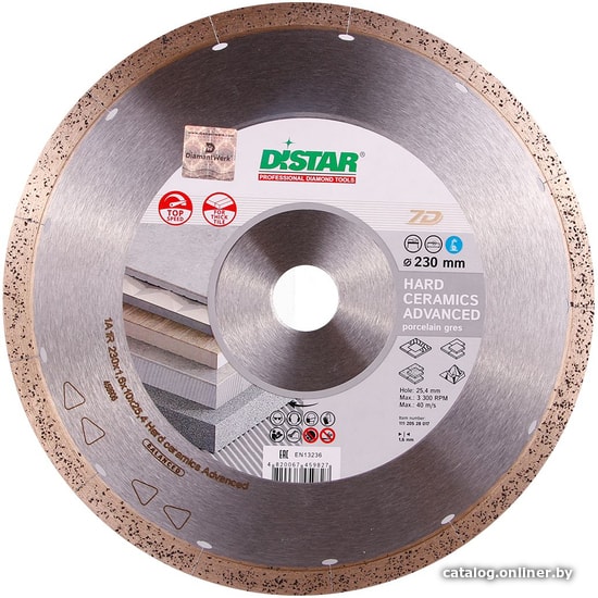 

Отрезной диск алмазный Distar 1A1R 230x1.6x10x25.4 Hard ceramics Advanced 11120528017