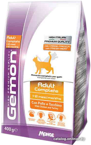 

Сухой корм для кошек Gemon Adult Complete with Chicken and Turkey 0.4 кг