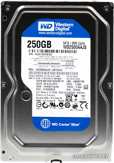 

Жесткий диск WD Caviar Blue 250GB (WD2500AAJS)