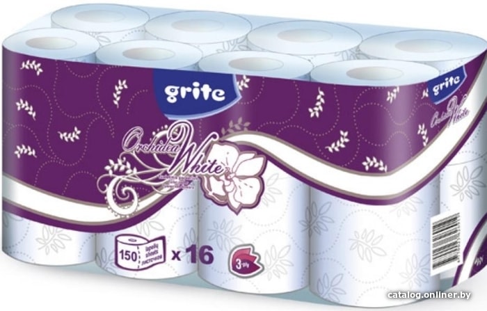 

Туалетная бумага Grite Orchidea White (16 рулонов)